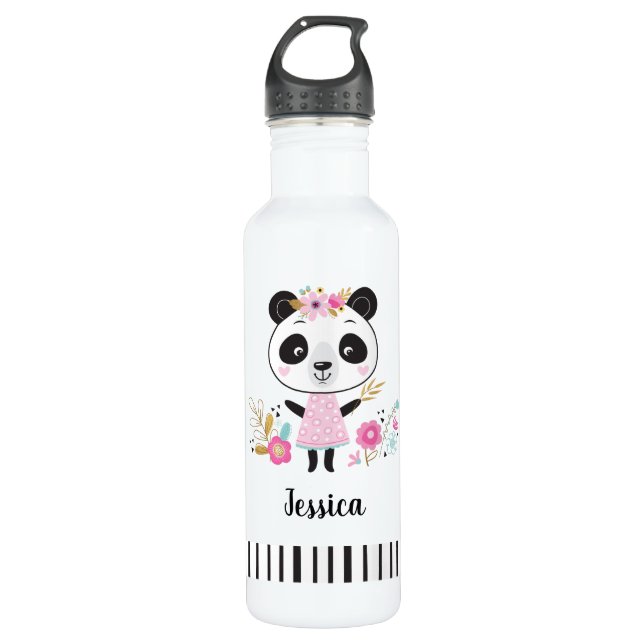 Cute Pink Panda 710 Ml Water Bottle (Front)