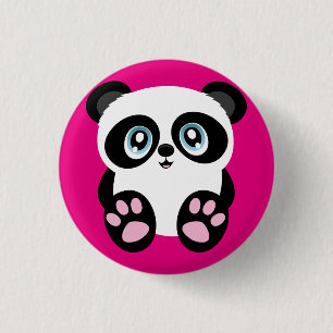 Cute Pink Panda Button Pin Badge