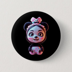 Cute Pink Panda Girl Funny Unisex Design for Men 6 Cm Round Badge