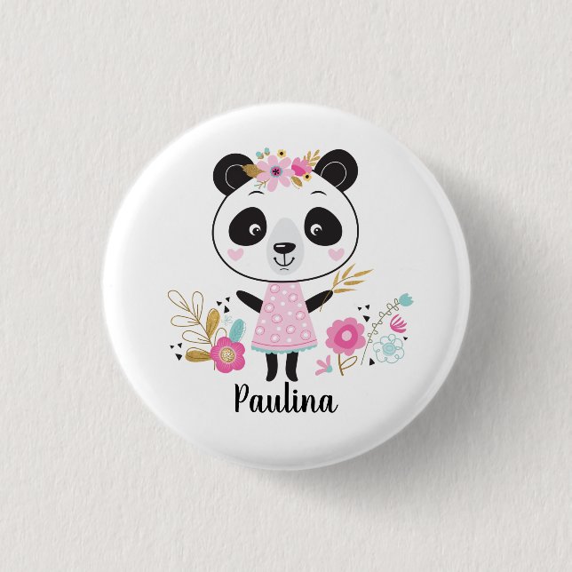 Cute Pink Panda Girly 3 Cm Round Badge (Front)