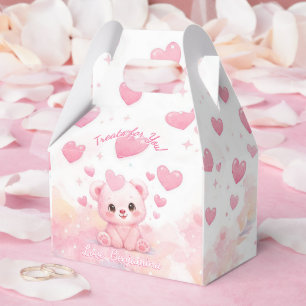 Cute Pink Pastel Baby Bears Birthday  Favour Box
