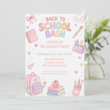 Cute Pink Pastel Back to School Bash