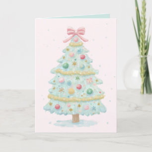 Cute Pink Pastel Christmas Tree Christmas Card