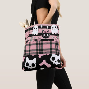 Cute Pink Pastel Goth Halloween Tote Bag