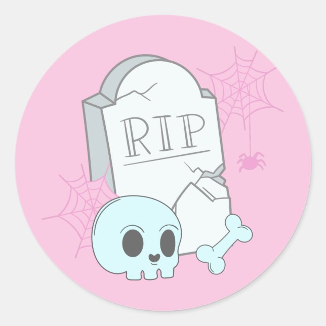 Cute Pink Pastel Halloween Party Classic Round Sticker (Front)
