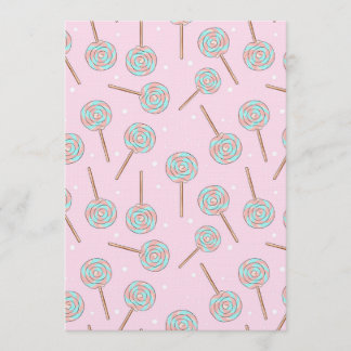 Cute Pink Pastel Lollipop Seamless Pattern Invitation
