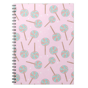 Cute Pink Pastel Lollipop Seamless Pattern Notebook