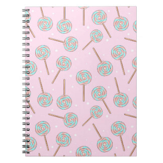 Cute Pink Pastel Lollipop Seamless Pattern Notebook