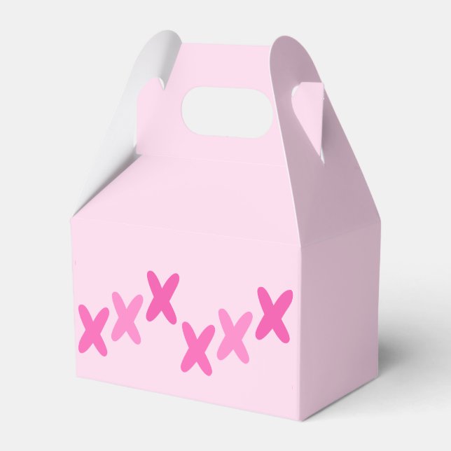 Cute Pink Pattern Valentine's Day Party Favour Box (Front Side)