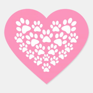 Cute Pink Paw Print Heart Sticker