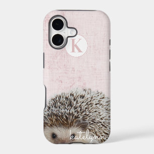 Cute Pink Peek-a-Boo Baby Hedgehog Monogram