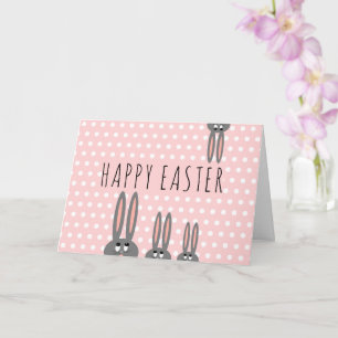 Cute Pink Peeping Bunnies Happy Easter Kids  Card