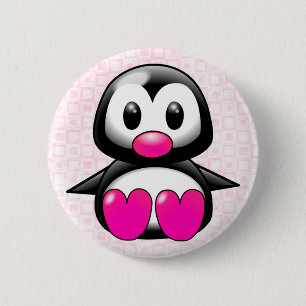 Cute Pink Penguin 6 Cm Round Badge