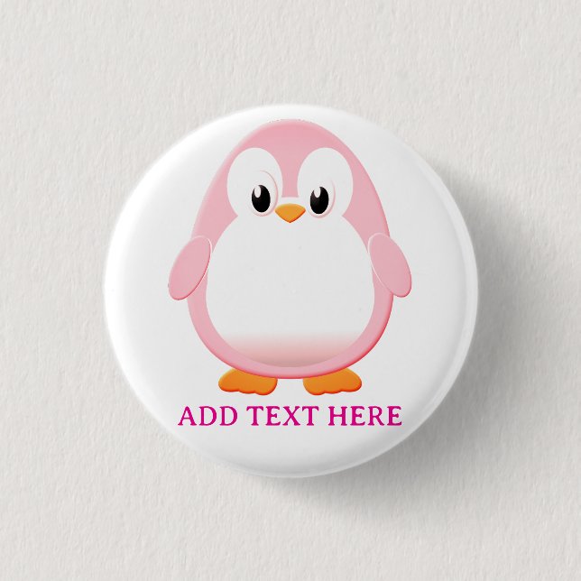 Cute Pink Penguin Cartoon Custom 3 Cm Round Badge (Front)