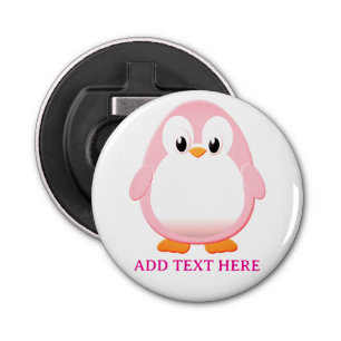 Cute Pink Penguin Cartoon Custom Bottle Opener