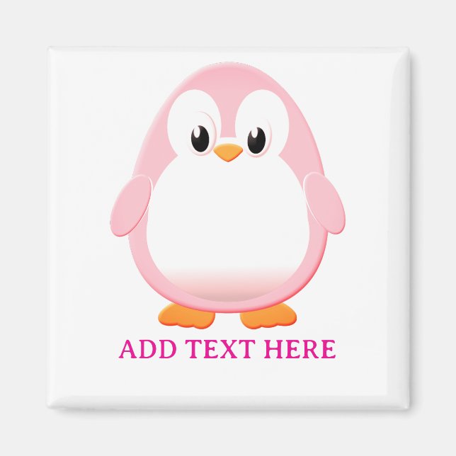 Cute Pink Penguin Cartoon Custom Magnet (Front)