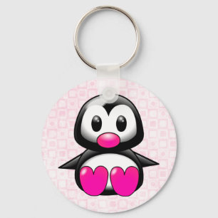 Cute Pink Penguin Key Ring