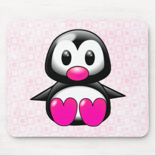 Cute Pink Penguin Mouse Mat
