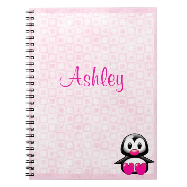 Cute Pink Penguin Notebook (Front)