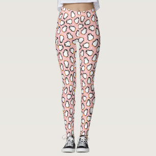 Cute pink penguin pattern leggings