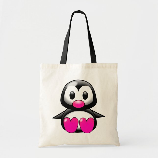Cute Pink Penguin Tote Bag (Front)