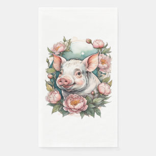 Cute Pink Peony Piggy pet Pig                      Napkin