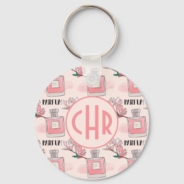 Cute Pink Perfumes | Parfum | Floral | Monogram Key Ring (Front)