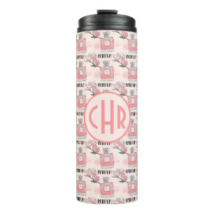 Cute Pink Perfumes Parfum Floral Monogram Thermal Tumbler