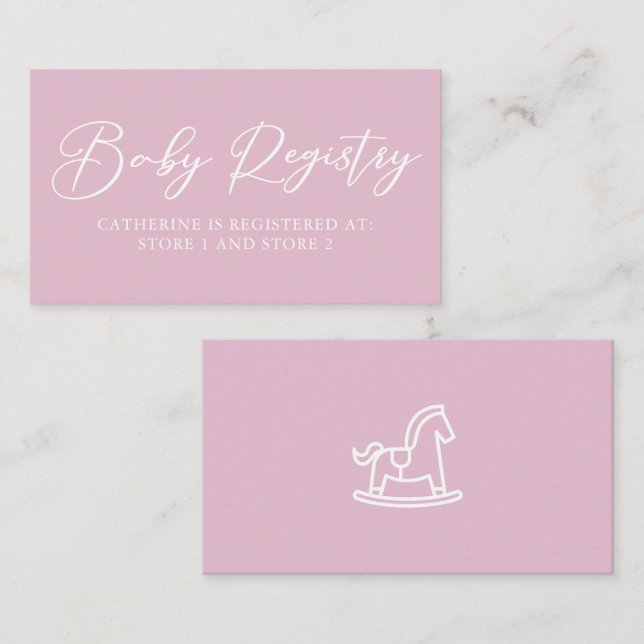 Cute Pink Personalised Baby Registry Enclosure Card (Front/Back)