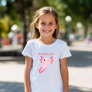 Cute pink personalised birthday girl axolotl T-Shirt