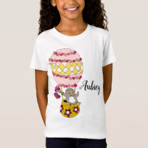 Cute Pink Personalised Girly Floral Illustration T-Shirt
