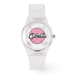 Cute Pink Personalised Golf Clubs Monogram Watch