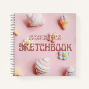 Cute Pink Personalised Kid Sketchbook  Notebook