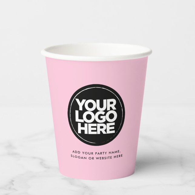 Cute Pink | Personalised Logo and Text Paper Cups (Front)