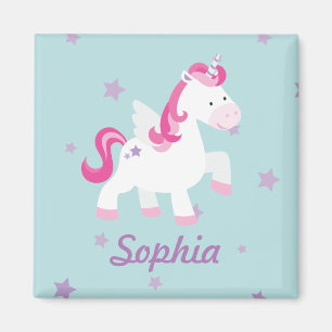 Cute Pink Personalised Magical Unicorn Magnet