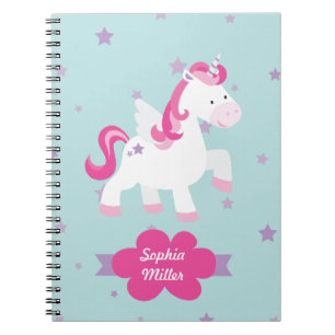 Cute Pink Personalised Magical Unicorn Notebook