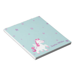 Cute Pink Personalised Magical Unicorn Notepads