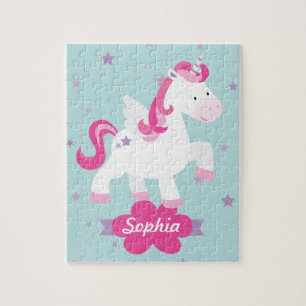 Cute Pink Personalised Magical Unicorn Puzzle