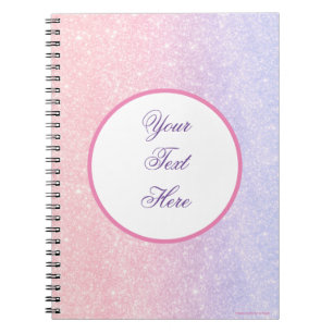 Cute Pink Personalised Name Glitter Notebook