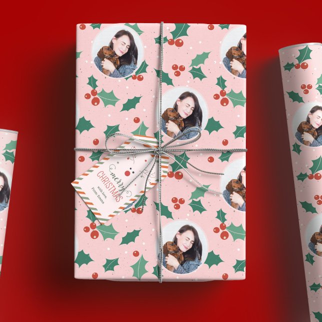 Cute Pink Photo Christmas Wrapping Paper (Creator Uploaded)