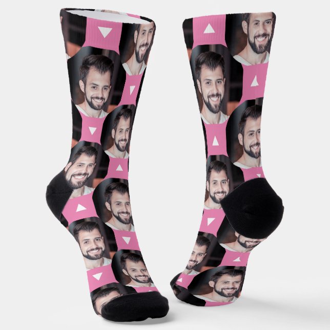 Cute Pink Photo of Boyfriend for Girlfriend  Socks (Angled)