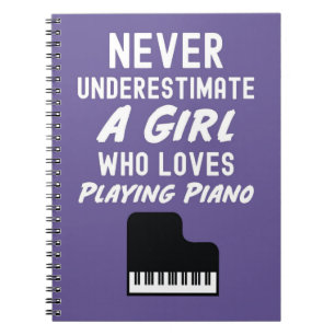Cute Pink Pianist Gifts For Girl Kids Piano Player Notebook