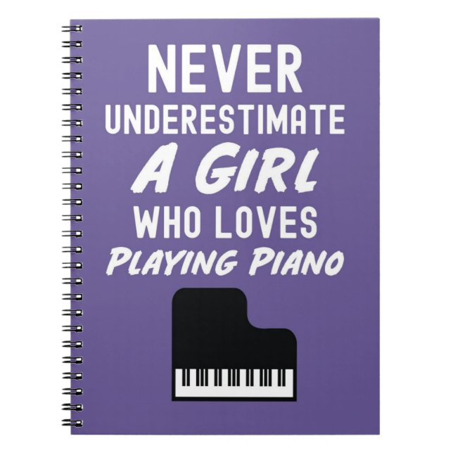 Cute Pink Pianist Gifts For Girl Kids Piano Player Notebook (Front)
