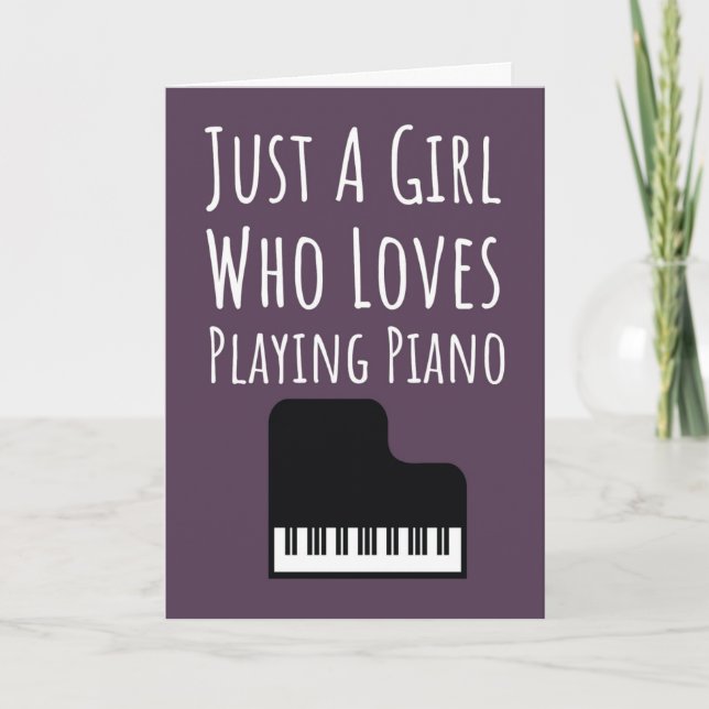 Cute Pink Piano Player Cards For Baby Girl Pianist (Front)