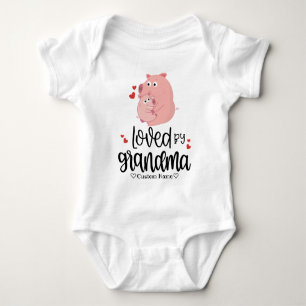 Cute Pink Pig and Piglet - Loved by Grandma Baby Bodysuit