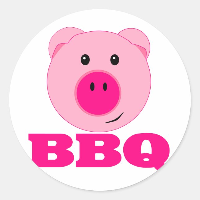 Cute Pink Pig BBQ Classic Round Sticker (Front)
