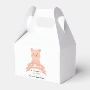 Cute Pink Pig Birthday Party Thank You Favour Box