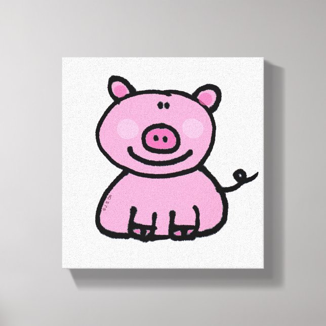 Cute Pink Pig Cartoon Canvas Print (Front)