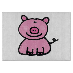 Cute pink pig cartoon cutting board