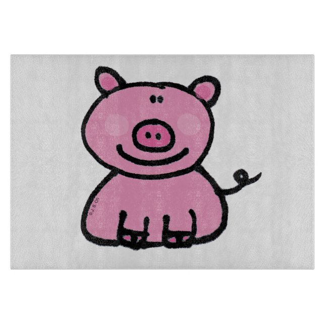 Cute pink pig cartoon cutting board (Front)